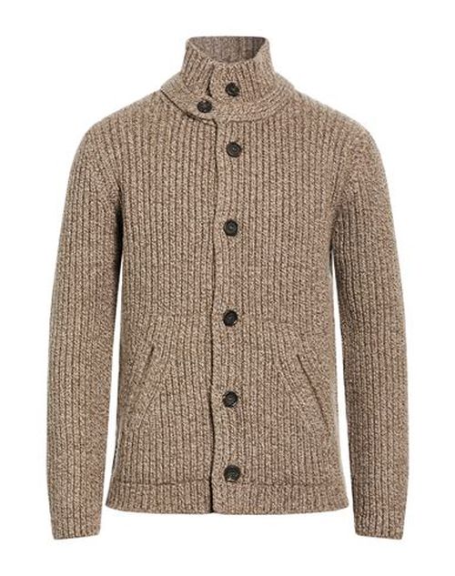 Man Cardigan Brown Size M Merino Wool, Polyamide