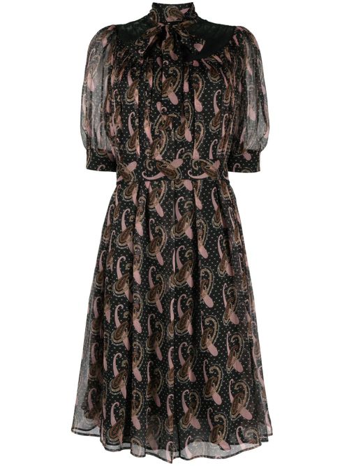 Paisley-print silk minidress - Black