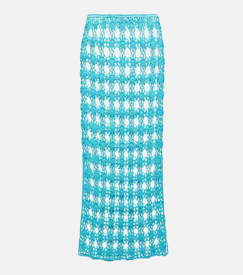 Rosette crochet cotton maxi skirt