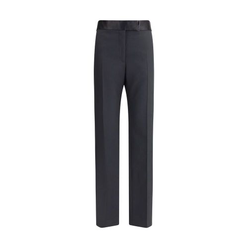 Wool-Silk Blend Trousers — Black
