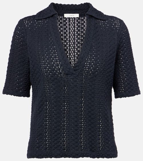 Open-knit cotton polo shirt