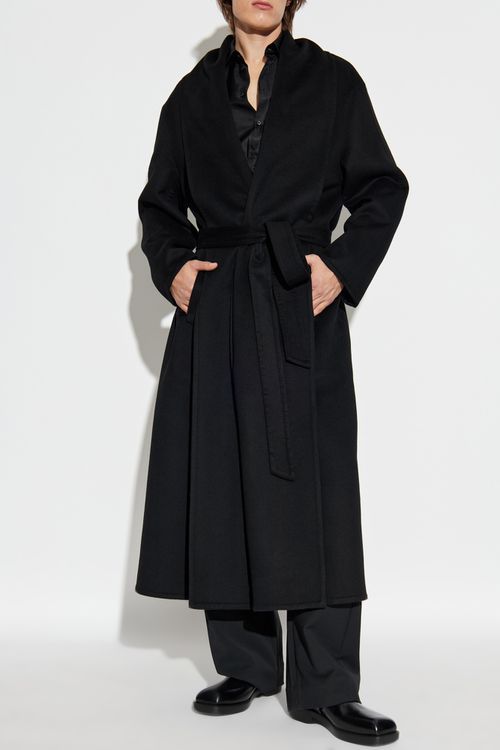 Wool Coat With Belt, Men's, Black