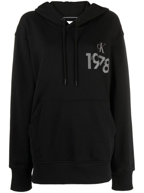 Logo-print cotton hoodie - Black