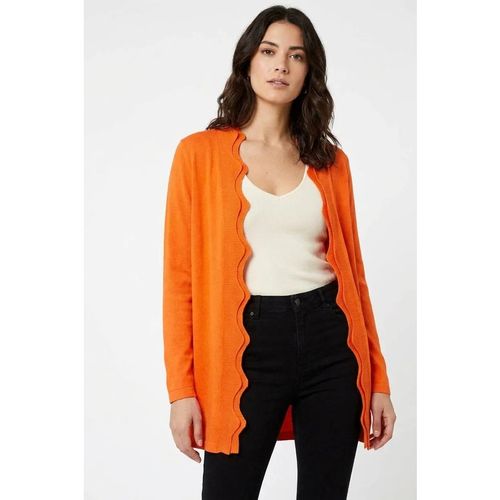 Karen Millen Womens Scallop Edge Longline Cardigan - Orange Viscose - Mediu