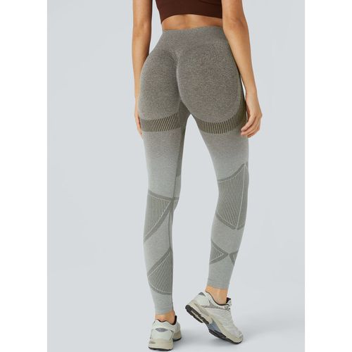 Halara OneForm Seamless Flow High Waisted Gradient Running Leggings - Brown Green Gradient