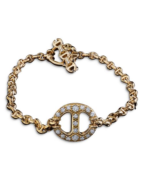 18K Yellow Gold Micro Chain Bracelet with Diamonds, 0.40 ct. t. w.