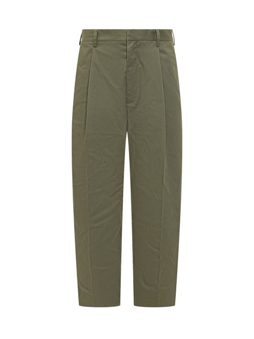 Green Straight Flat Front Pants