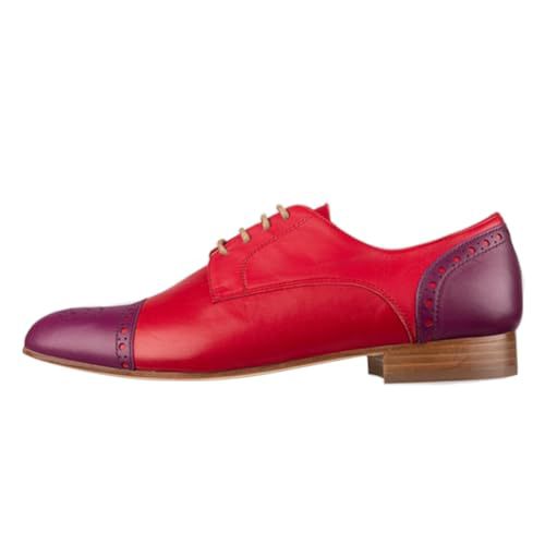 FSJ Women Perforated Lace-up Oxfords Multicolor Leather Cap Toe Comfort Flat Pumps Vintage Girls Ladis Oxfords Shoes