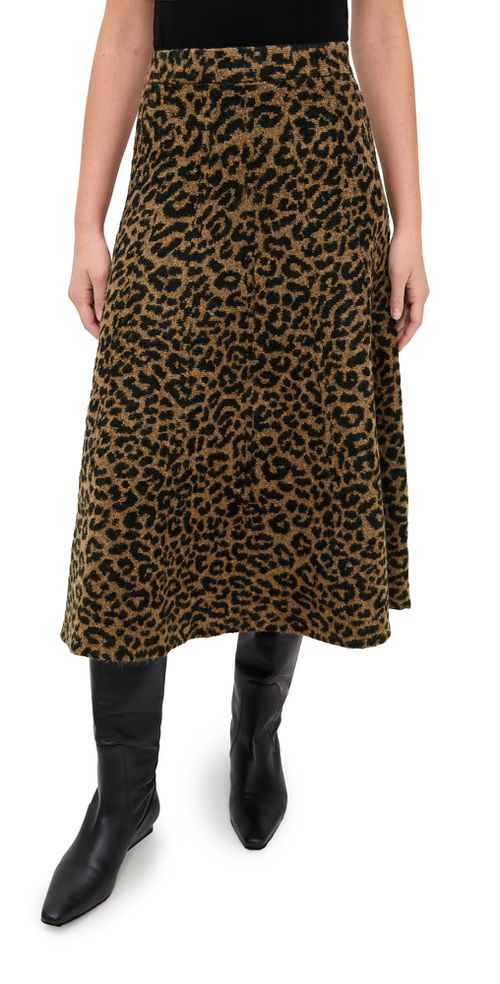 Cheetah A Line Skirt Camel Cheetah