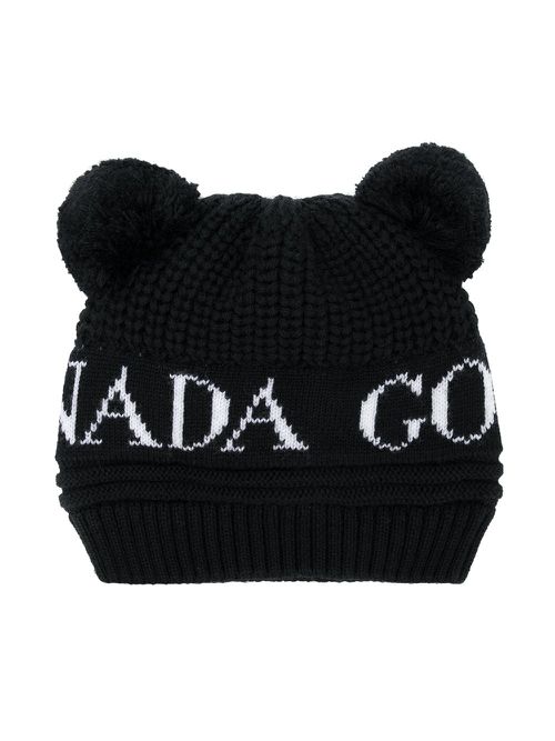 Logo intarsia knitted hat - Black