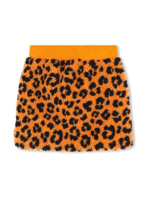 Leopard-print faux-shearling skirt - Orange