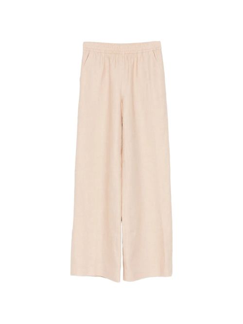 Elasticated Linen-Viscose Trousers — Beige