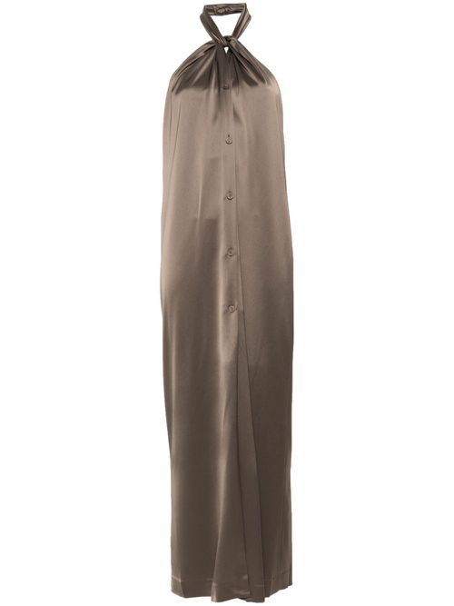 Elima satin halterneck dress - Brown