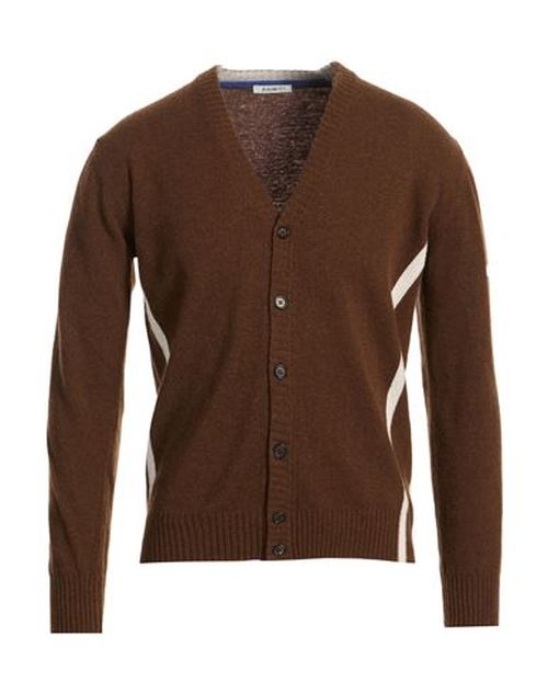 Man Cardigan Brown Size 38 Wool, Polyamide