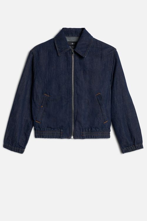 BOMBER JACKET in Indigo Linen Blossom