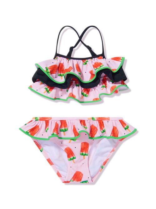Watermelon-print frilled two-piece - Pink