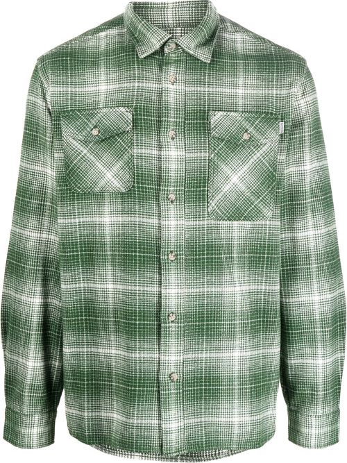 Check-pattern button-up shirt - Green