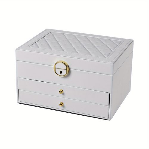 TEMU 3 Layer Large Jewellery Box, Jewellery Box Organiser With Necklace Holder, Jewellery Storage For Ring Bracelet And Watch, Gift For Women