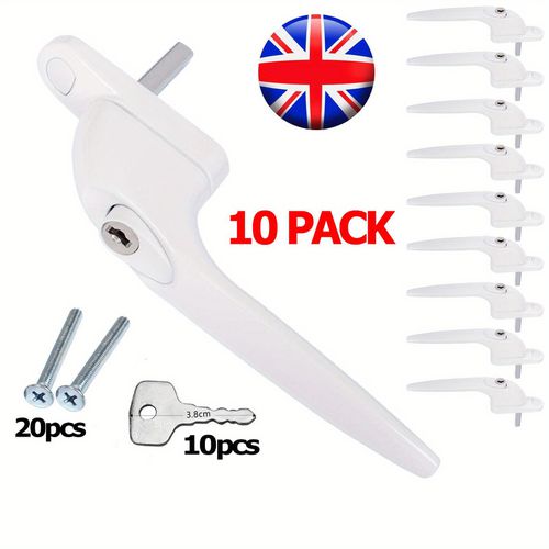 TEMU 10 X Upvc Window Handle Universal Espag Key Locking For Double Glazing White Uk