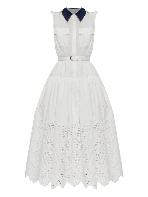 Belted midi dress - White