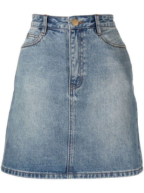 Washed denim skirt - Blue