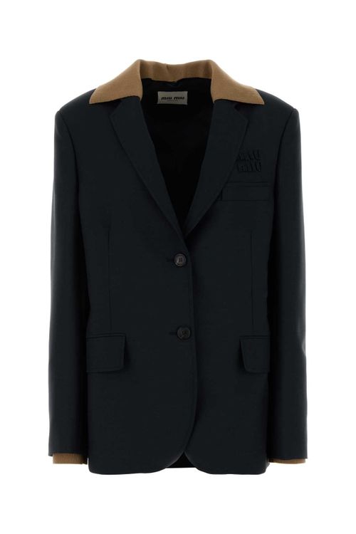 Mohair-Blend Oversize Blazer — Black