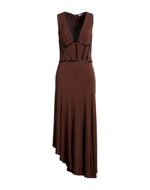 Woman Midi dress Dark brown Size 12 Viscose