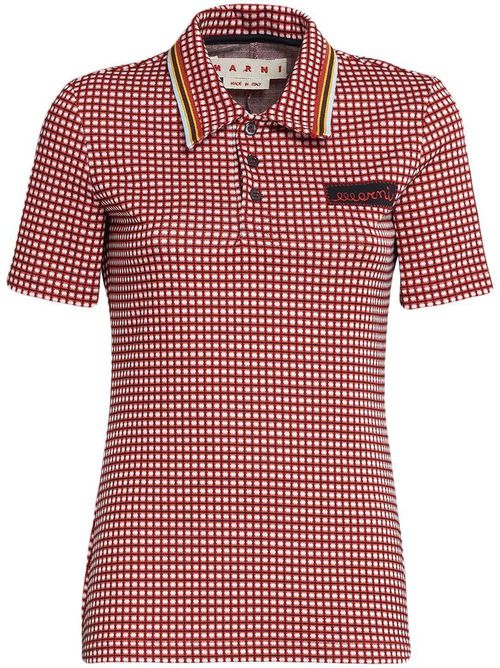 Checked short-sleeve polo shirt - Red