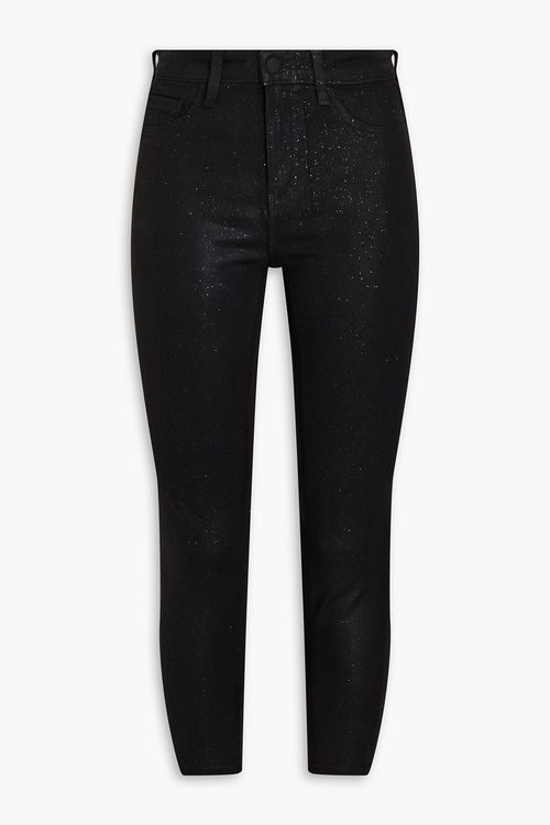 Margot cropped glittered high-rise skinny jeans