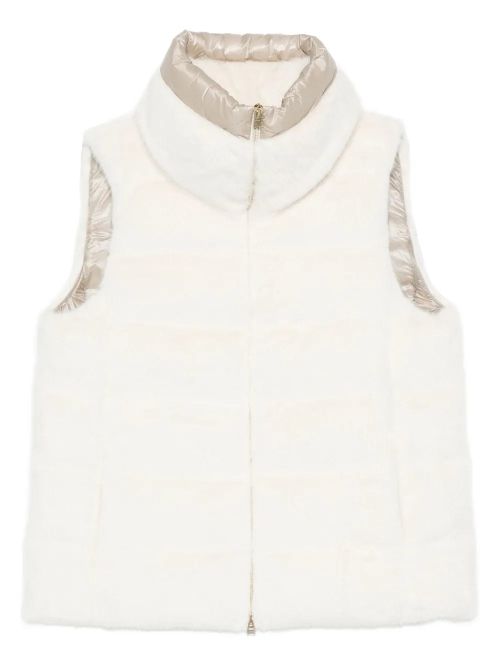 Faux-Fur High-Neck Gilet — White