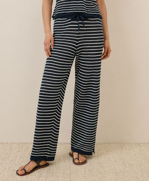 Women's Capri Stripe Beachside Crochet Knit Pant