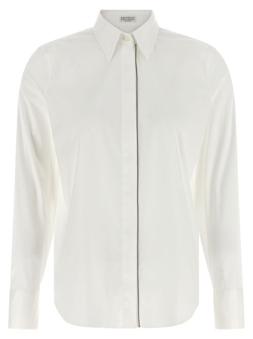 Stretch Cotton Poplin Blouse — White