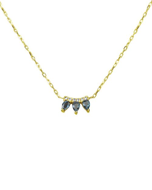 Meira T 여성 14K 0.49 Ct. Tw. Diamond & Blue Topaz Necklace