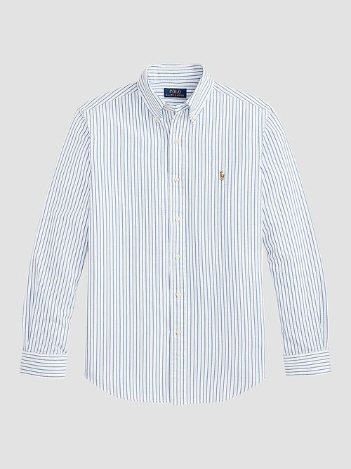 Men's Seersucker Oxford Shirt - White Blue