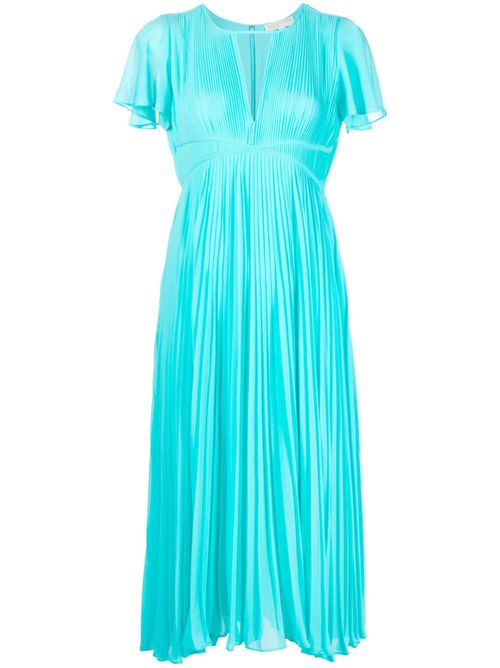 Ribbed-detail midi dress - Blue