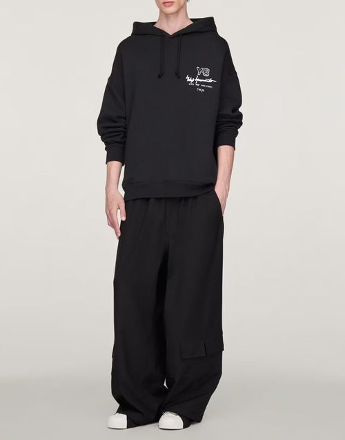 Logo-Embroidered Cotton Hoodie — Black