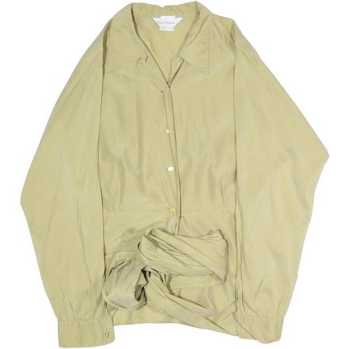 MAX MARA Womens Beige Silk Shirt Long Sleeve Point Collar Elegant Blouse