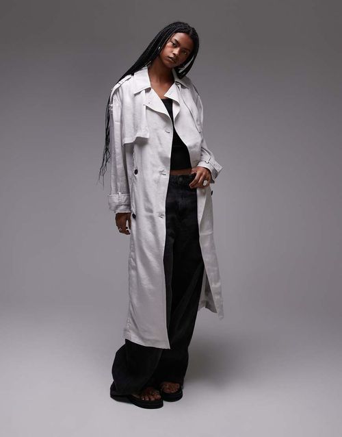 Allsaints linnie trench coat in stone white