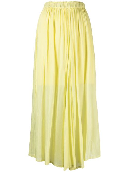 Semi-sheer elasticated-waist midi skirt - Yellow