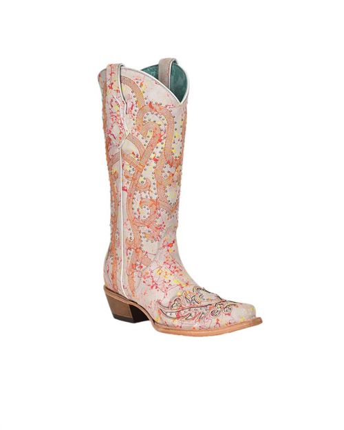 Women's Neon Black Light Snip Toe Boots In Multicolor