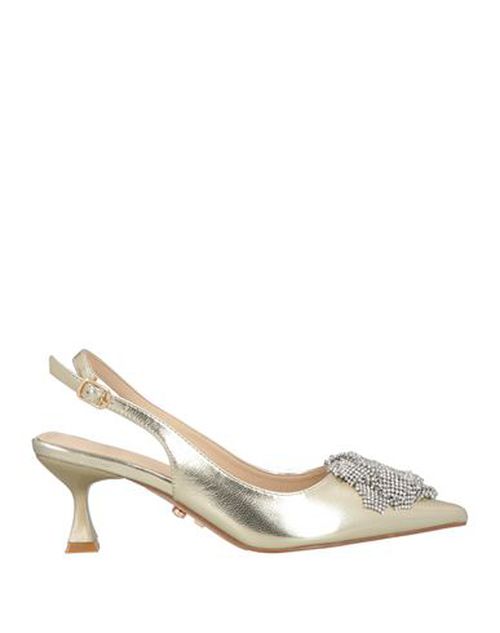 Woman Pumps Gold Size 8 Synthetisches Material
