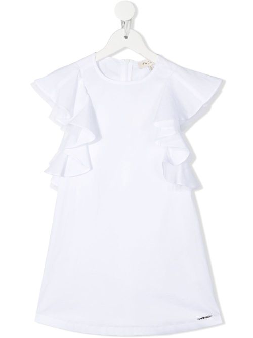 Ruffle-trim detail dress - White