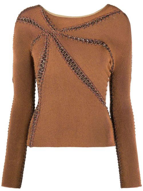 Starfish contrast-stitching top - RUST