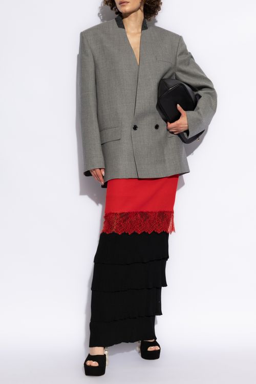 Double-breasted Loose-fit Blazer, Women's, Grey