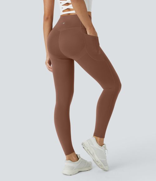 UltraSculpt™ SoCinched High Waisted Butt Lifting Tummy Control Pocket Shaping Workout Leggings  - Thick Earthy Brown