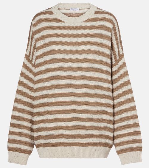 Striped cotton-blend sweater