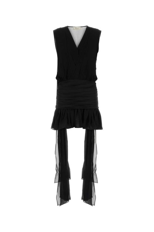 Ruched Viscose Dress — Black