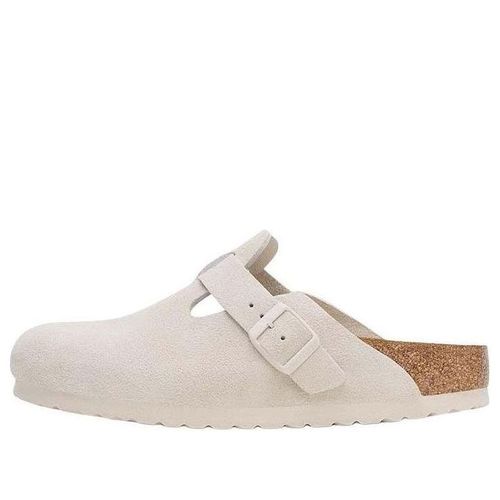 Boston Soft Footbed Suede Leather Narrow Fit Sandals 'Antique White'