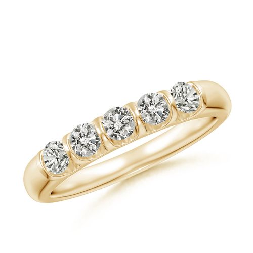 Angara 0.53 Carat Bar Set Five Stone Round Diamond Wedding Ring for Her in 14K Yellow Gold
