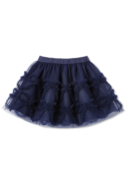 Skirt With Tulle Trim, Unisex, Navy Blue